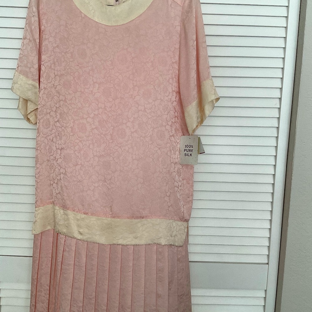 Argenti Soft pink 100% Pure Silk Dress featuring Soft Pleated Bottom